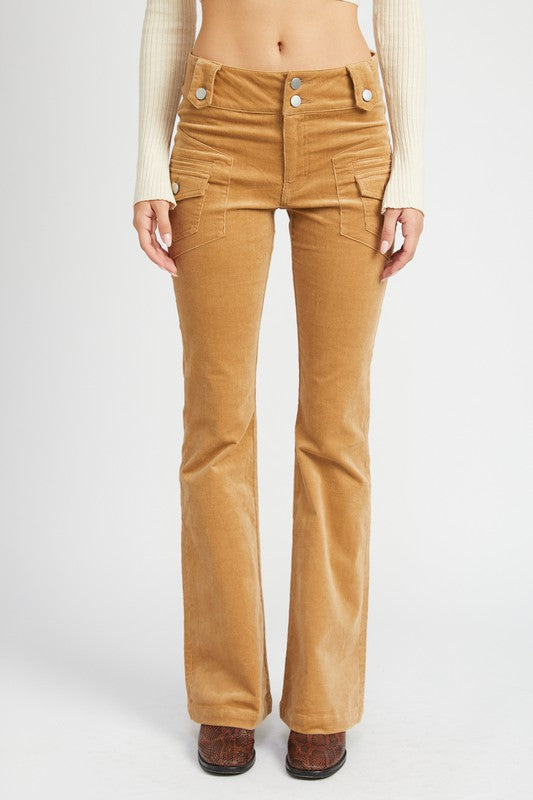 Low-Rise Flared Leg Pants