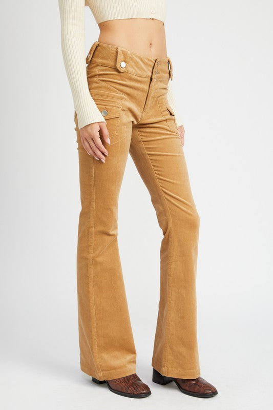 Low-Rise Flared Leg Pants