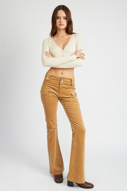 Low-Rise Flared Leg Pants