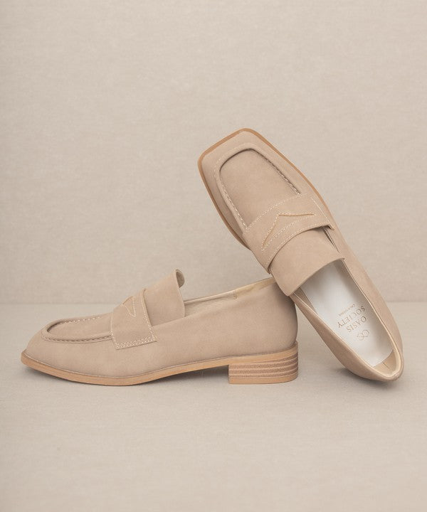 JUNE Square Toe Penny Loafers