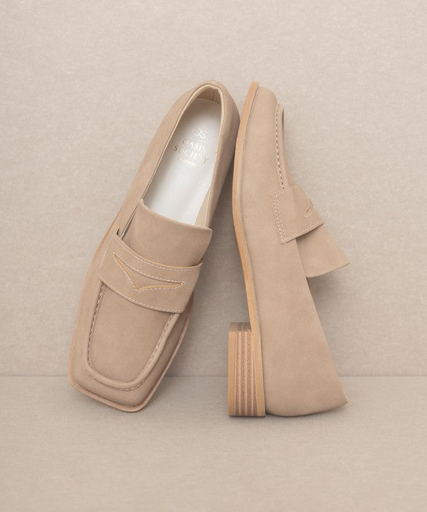 JUNE Square Toe Penny Loafers