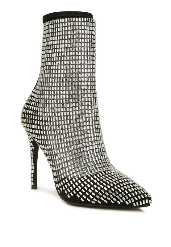 FORTUNATE Rhinestone Embellished Mesh Boots