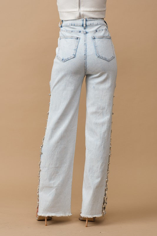 Blue B Jewel Trim Stretch Denim Jeans