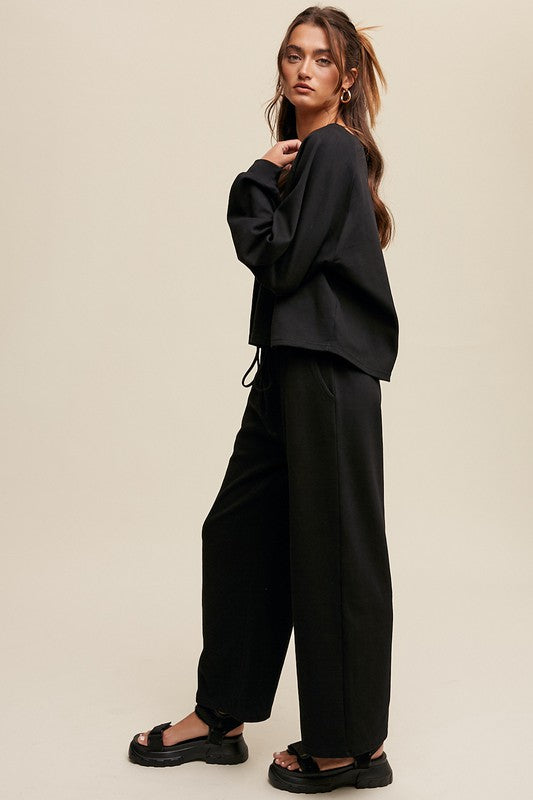 Listicle V-neck Sweatshirt and Pants Set