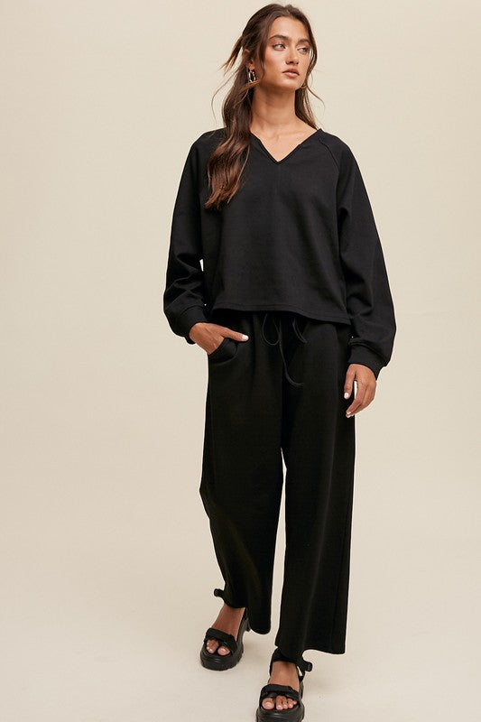 Listicle V-neck Sweatshirt and Pants Set