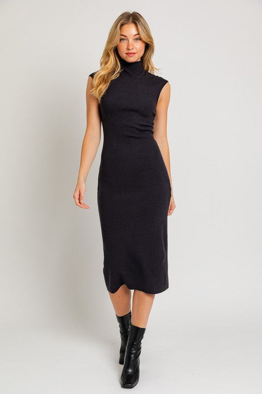 LE LIS Mock Neck Sweater Midi Dress