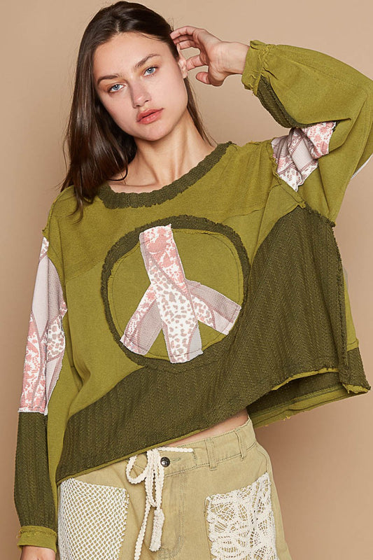 POL Cut Sew Peace Emblem Top