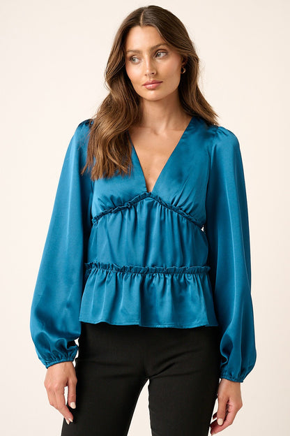 Mittoshop Satin Peplum Tier Blouse