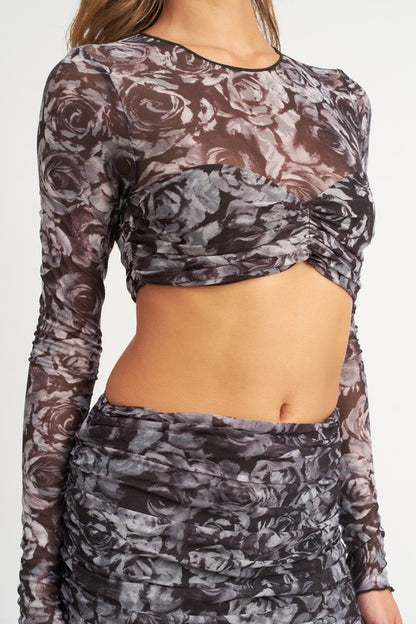 Floral Ruched Crop Top