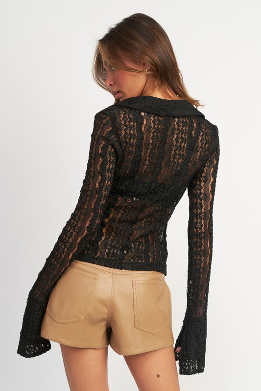 Bell Sleeve Lace Top