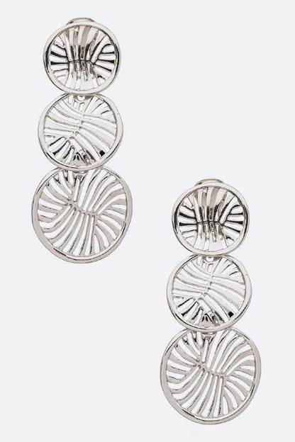 Cut Out Disk Drop Statement Clip-on Earrings