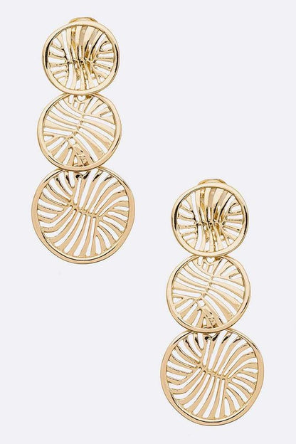 Cut Out Disk Drop Statement Clip-on Earrings