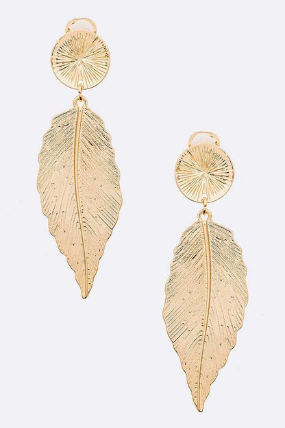 Leaf Textured Statement Clip-on Earrings