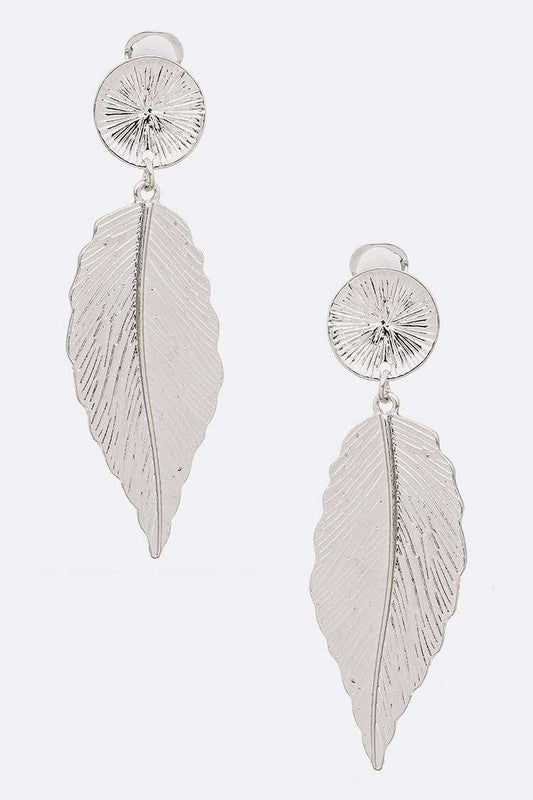 Leaf Textured Statement Clip-on Earrings