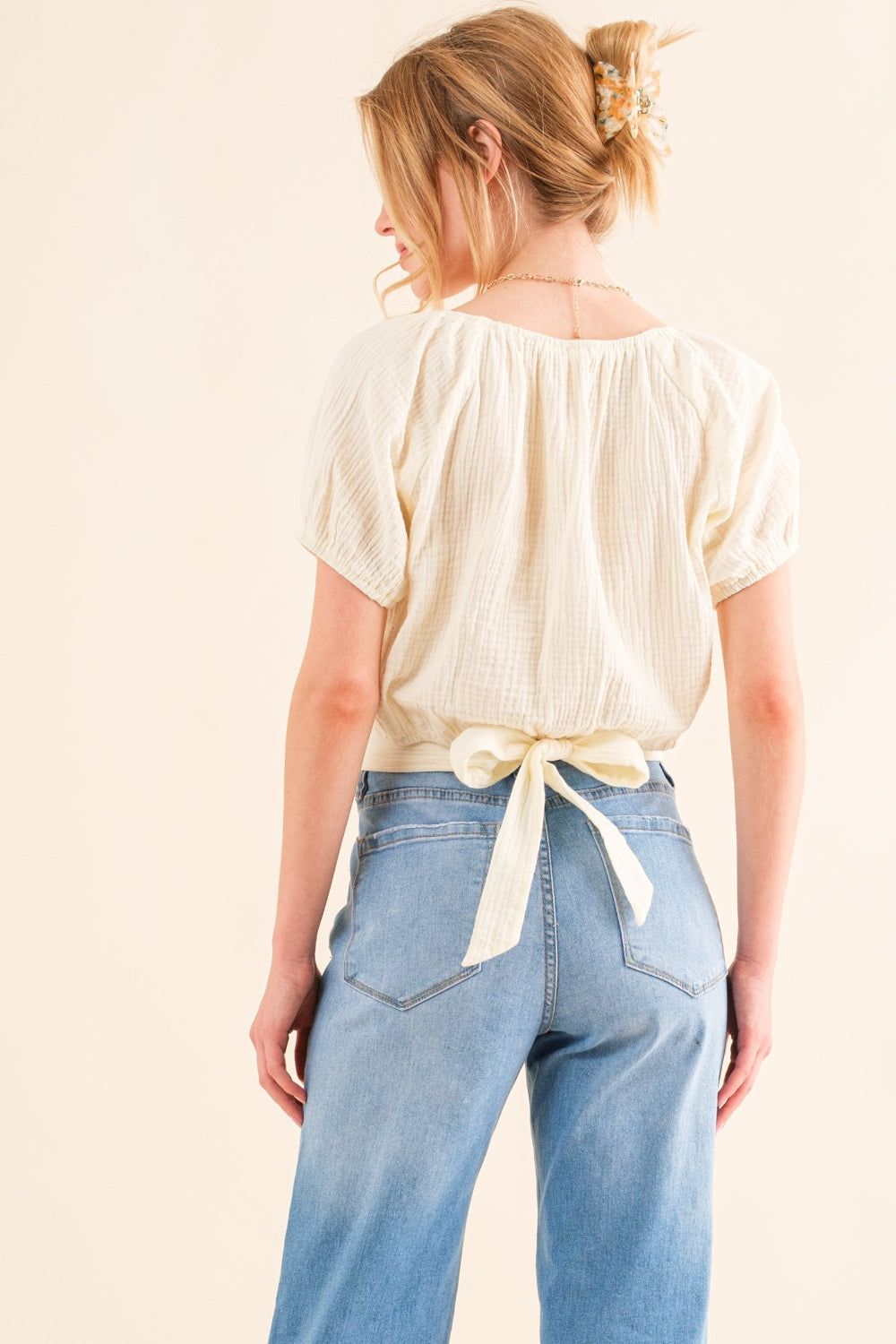 And The Why Tie Back Waist Cropped Blouse