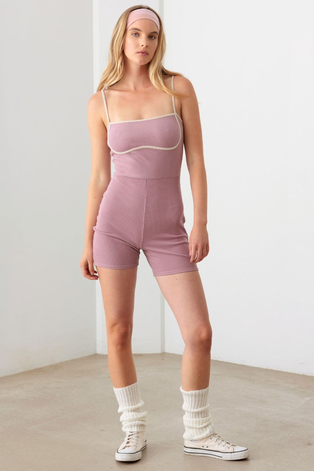 LE LIS Ribbed Knit Bodycon Romper