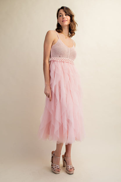 Sweet Generis - LOVELY Tulle Midi Crochet Dress