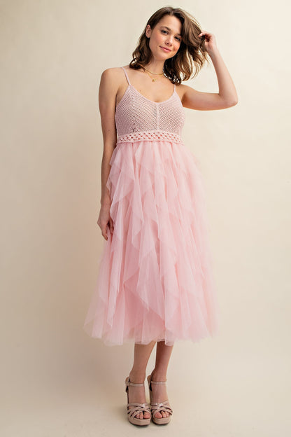 Sweet Generis - LOVELY Tulle Midi Crochet Dress