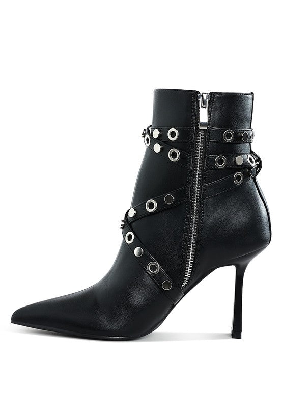 JAUNTS Eyelet & Stud Harness Ankle Boots