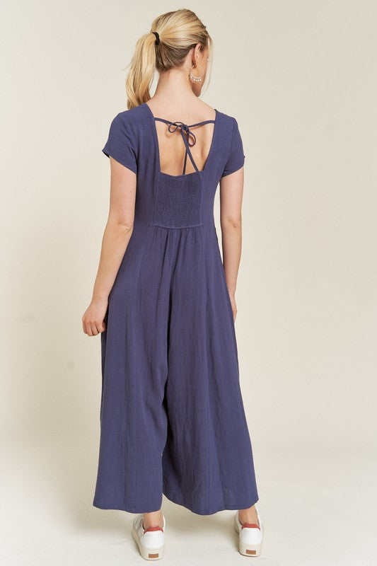 Jade By Jane Plus Size - Wide Leg Linen Jumpsuit