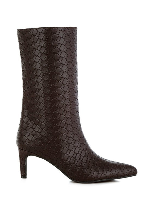 MENTHA Woven Faux Leather Boots