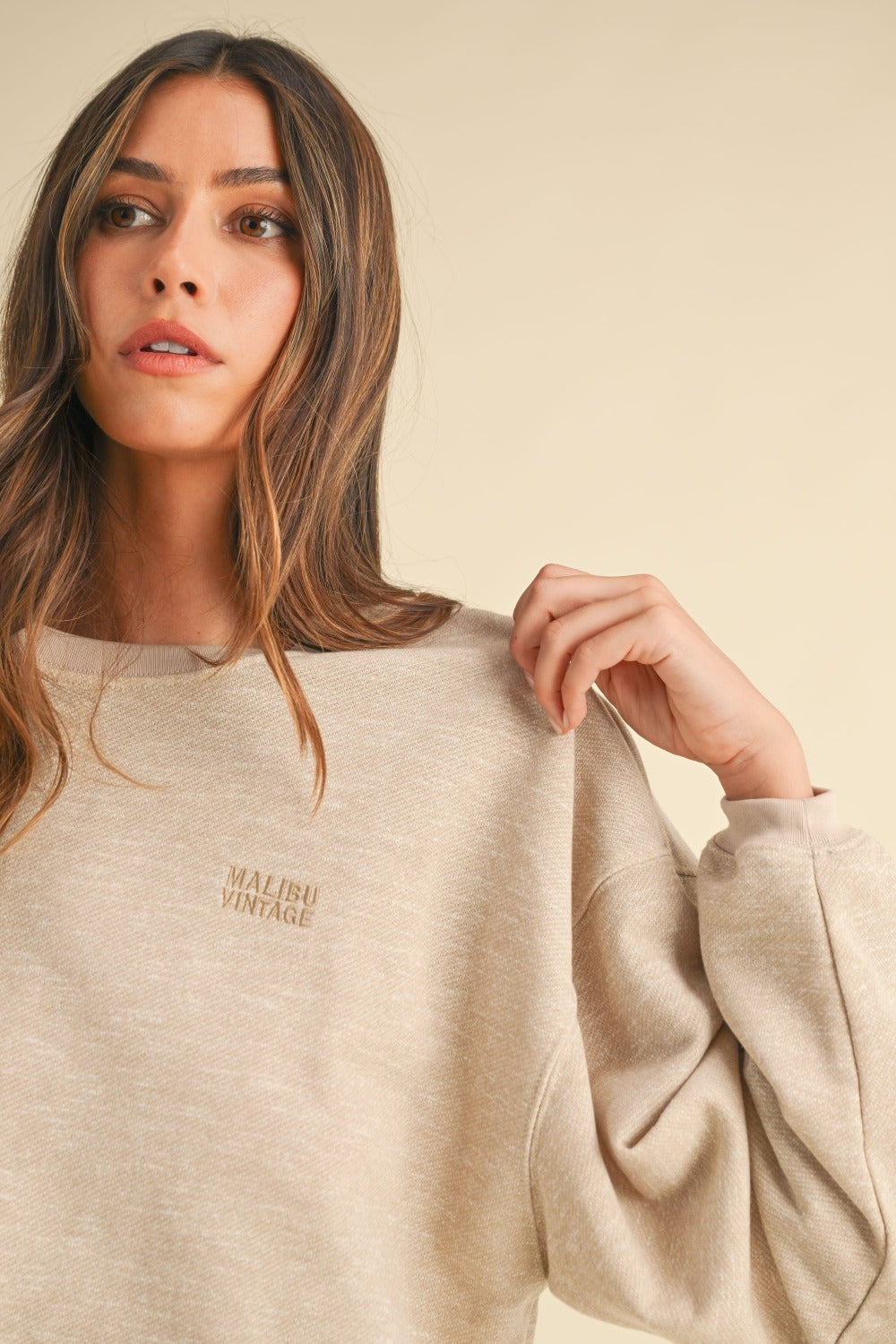 MABLE - Letter Embroidery Crop Sweatshirt