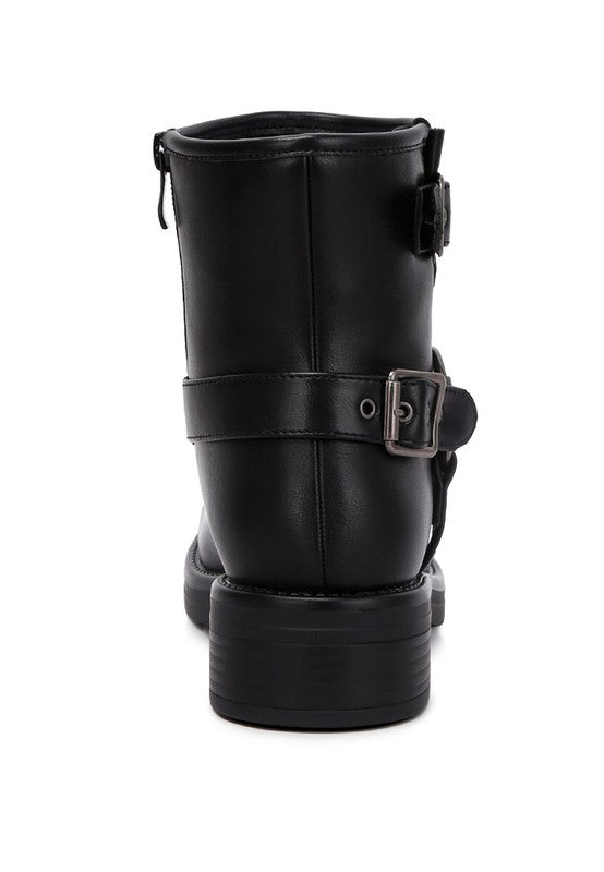 ALLUX Faux Leather Pin Buckle Boots