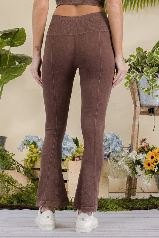 Yelete - Stone Washed Ribbed Yoga Pants