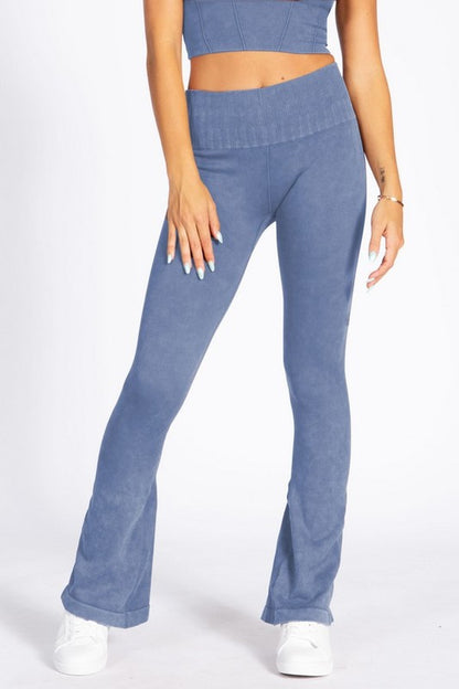 Yelete - Stone Washed Ribbed Yoga Pants