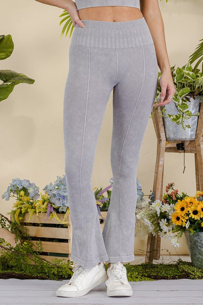 Yelete - Stone Washed Ribbed Yoga Pants