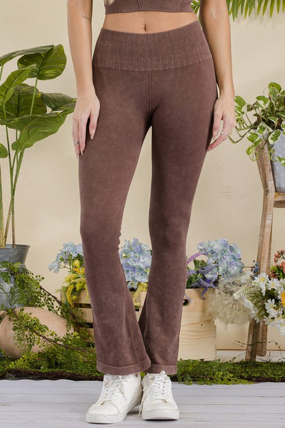 Yelete - Stone Washed Ribbed Yoga Pants