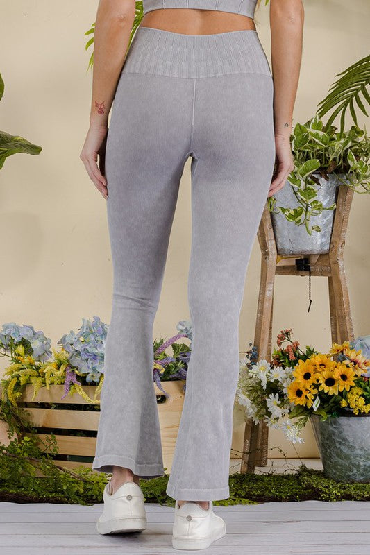 Yelete - Stone Washed Ribbed Yoga Pants