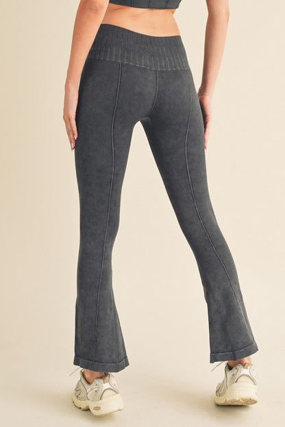 Yelete - Stone Washed Ribbed Yoga Pants