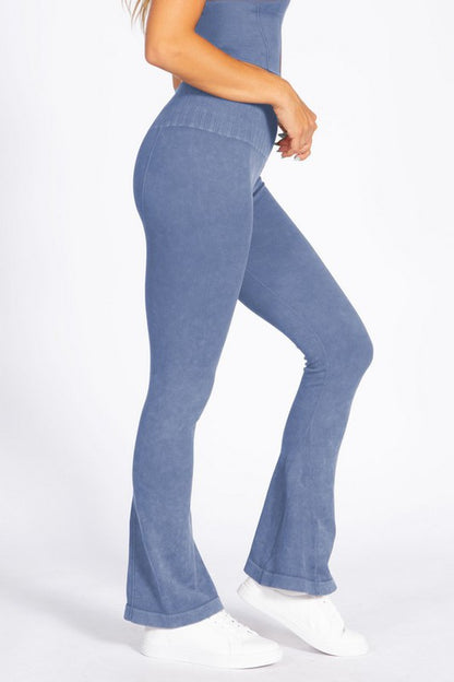 Yelete - Stone Washed Ribbed Yoga Pants