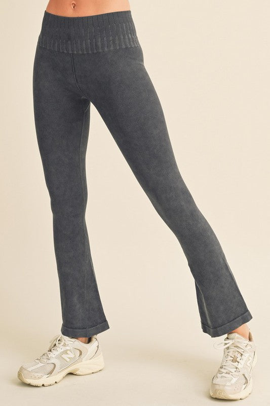 Yelete - Stone Washed Ribbed Yoga Pants