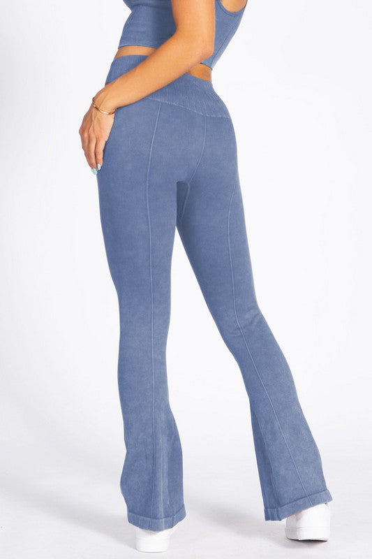 Yelete - Stone Washed Ribbed Yoga Pants