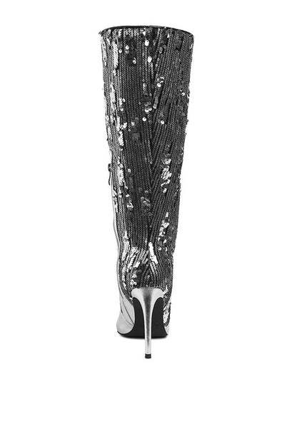 SITARAH Sequin Embellished Stiletto Long Boots