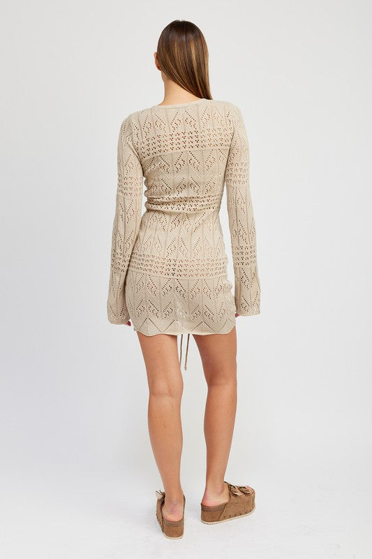 Ruche Crochet Mini Dress