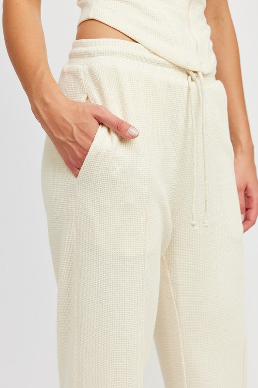 High Waist Pants with Drawstrings