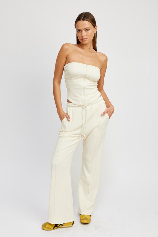 High Waist Pants with Drawstrings