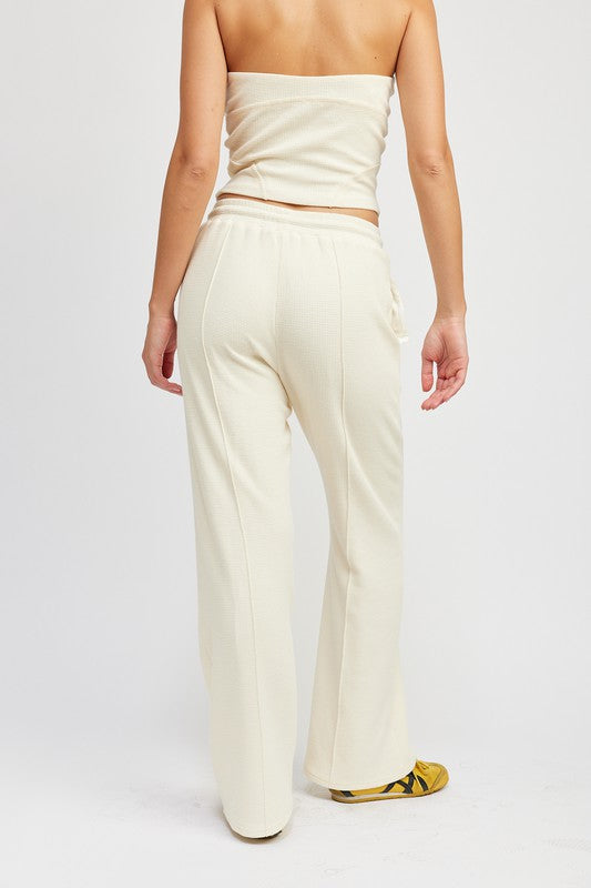 High Waist Pants with Drawstrings