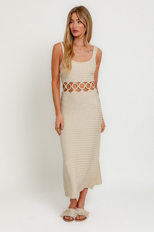 LE LIS Crochet Midi Dress