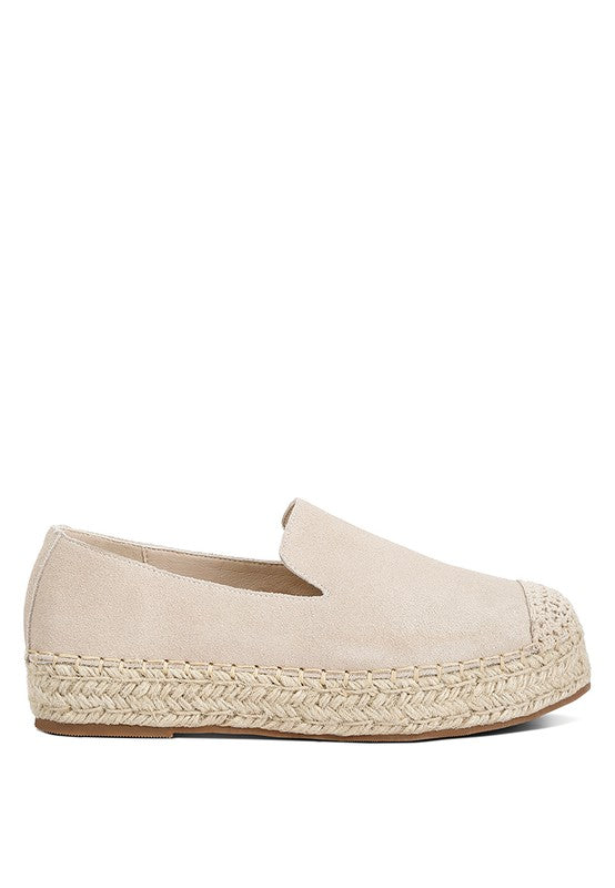 ELLERIE Suede Flatform Heel Espadrilles