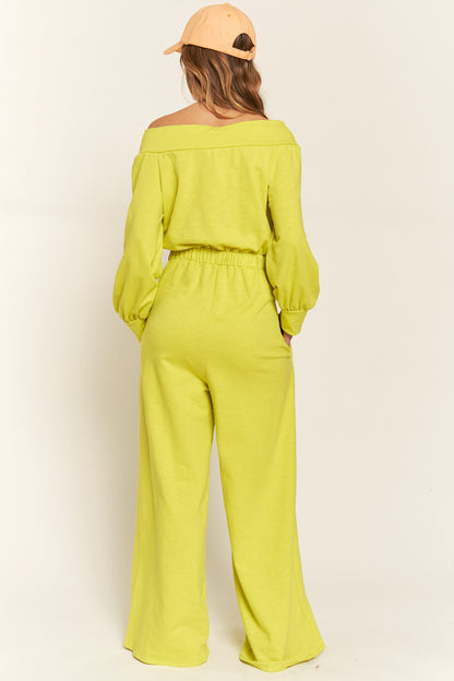 Jade By Jane - Plus Size One Shoulder Terry Jumpsuit