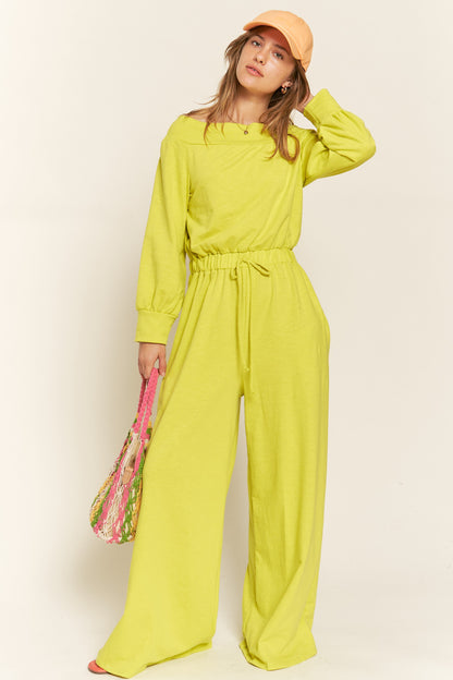 Jade By Jane - Plus Size One Shoulder Terry Jumpsuit