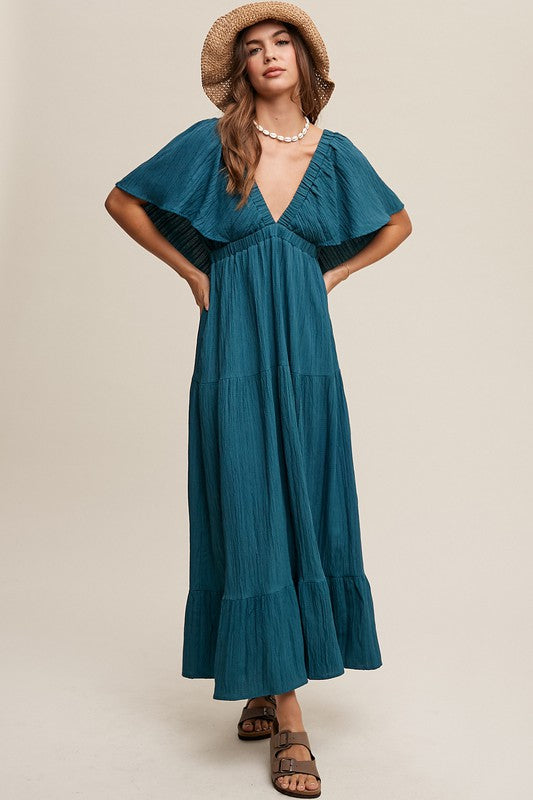 Listicle Ruffle Sleeve Flowy Vacation Dress