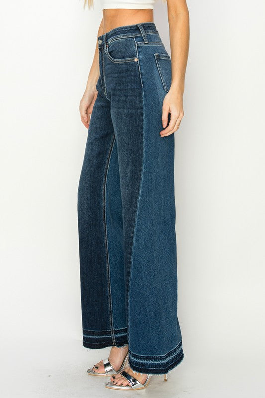 Color Block Wide Leg Jeans