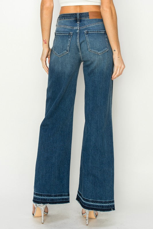 Color Block Wide Leg Jeans