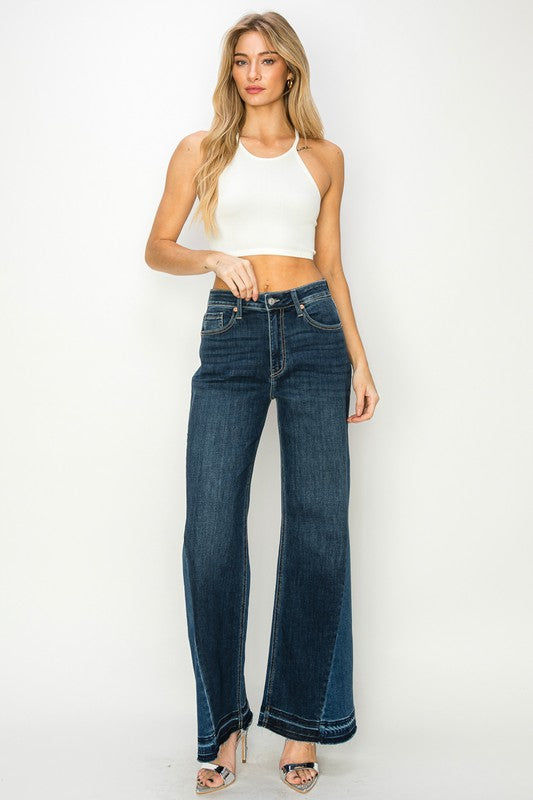 Color Block Wide Leg Jeans