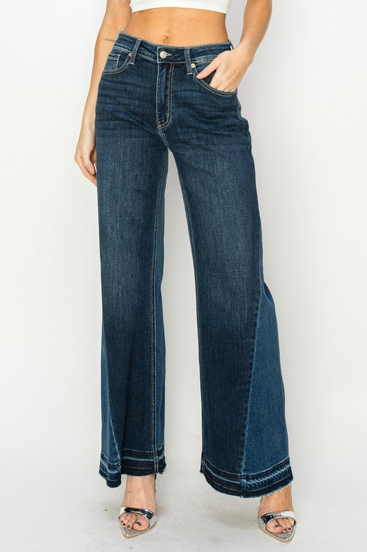 Color Block Wide Leg Jeans